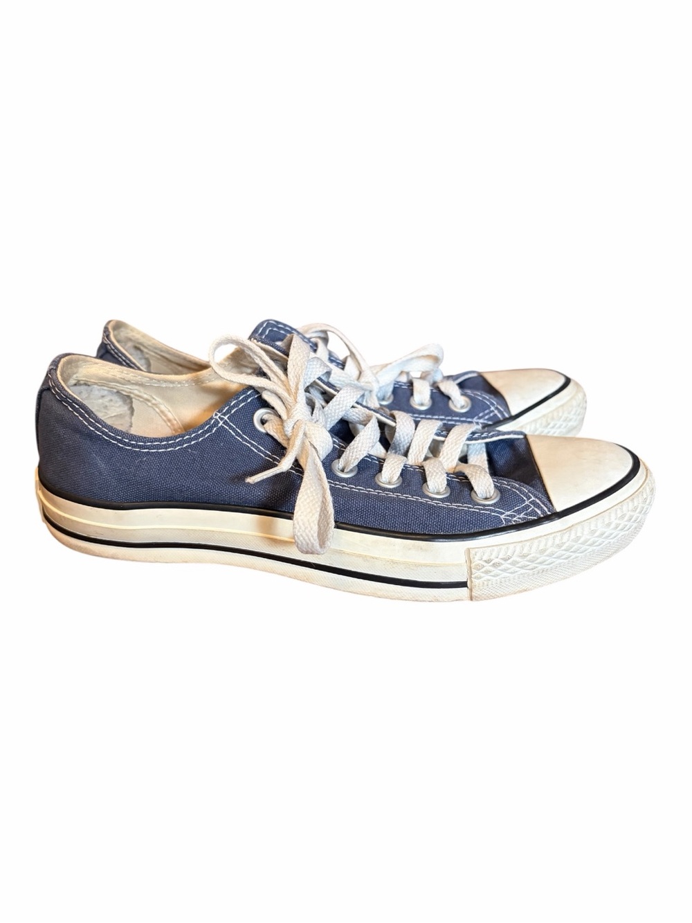 Converse Low Top Canvas Sneakers in Navy Blue and White